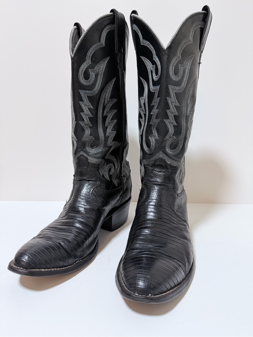 Justin Black Teju Lizard Cowboy Boots M6.5/W8.5